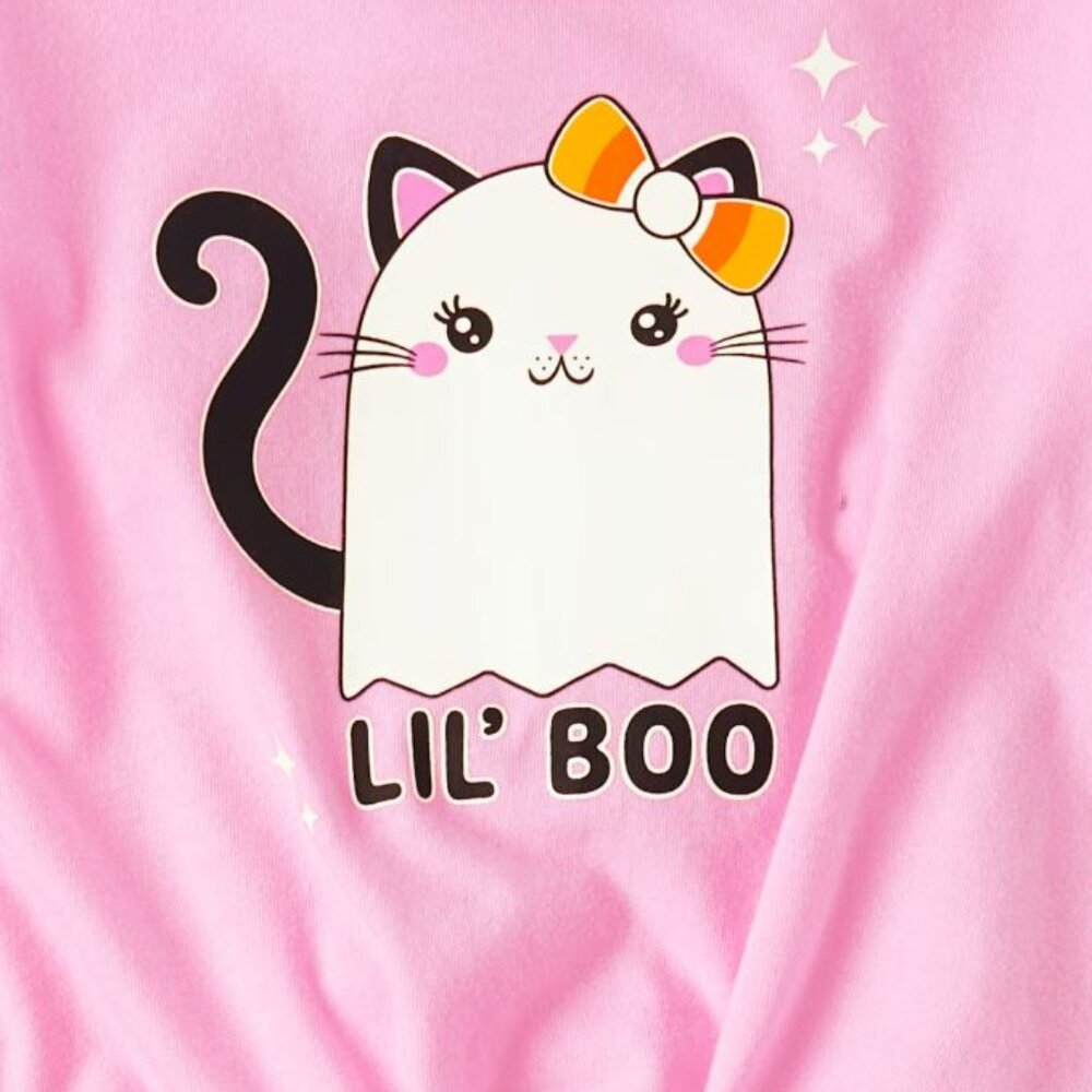 NWT The Children’s Place Halloween Girls Glow Cat Ghost Cotton Outfit Set pink - Picture 4 of 6